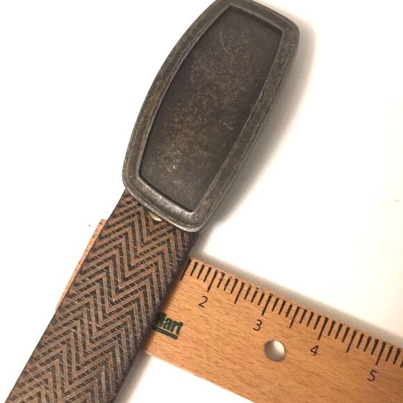 Fossil unisex belt massive buckle EUC brown black